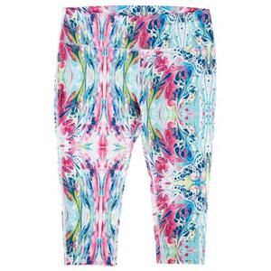 Reel Legends Watercolor Swirl High Waisted Cropped Length Swim Legging Size 2X